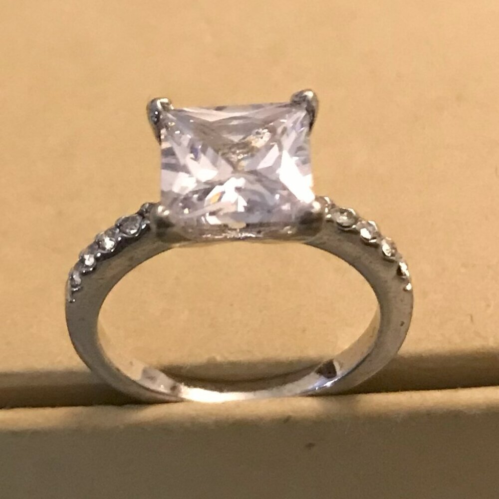 2 ct Princess Cut Diamond Engagement Ring for Women CZ Sterling Silver Size 6